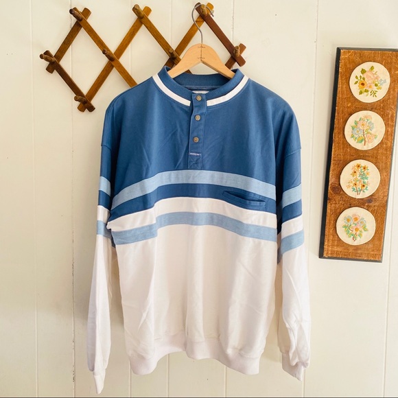 Vintage Other - Vintage 90s Striped Color Block Henley Sweatshirt